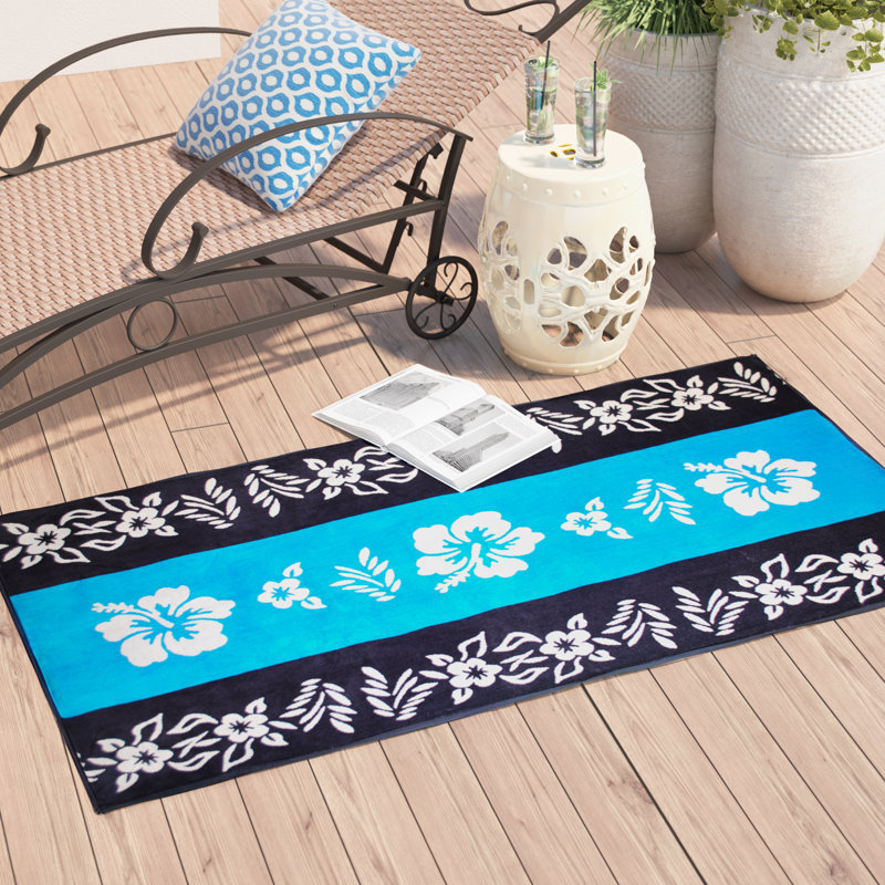 Shreya Oversized Hibiscus Floral Reversible 100% Cotton Beach Pool Towel