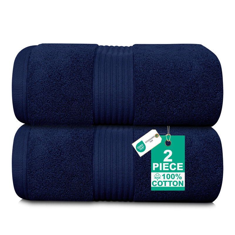 100% Cotton Midweight Bath Sheet, Bath Sheet - 2 Packs, Navy