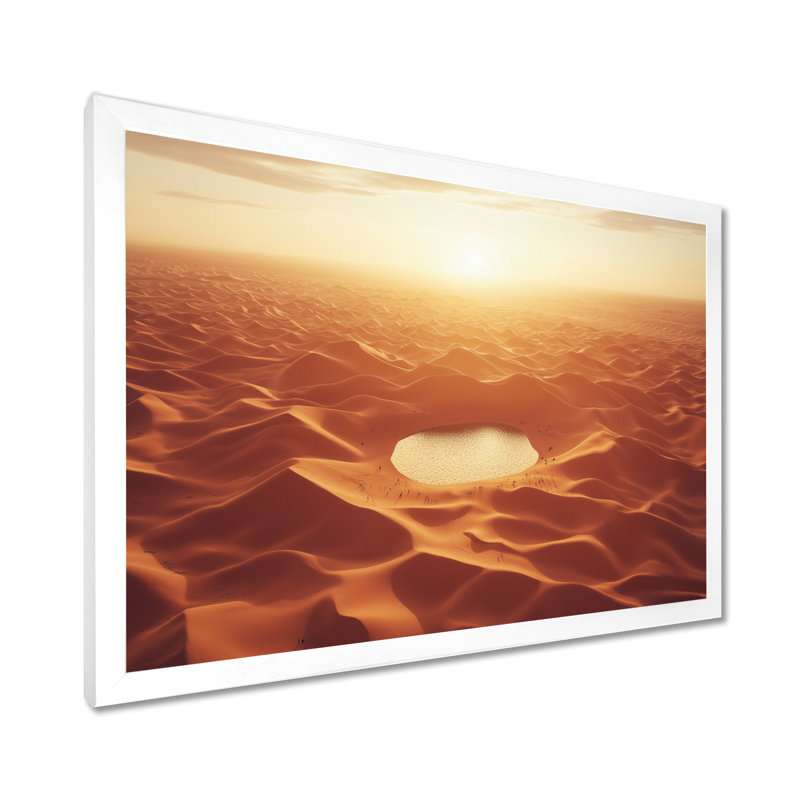 Vue du désert du Sahara sur la planète Mars - désert, art mural, H 30 po x l 40 po, Cadre simple, Blanc
