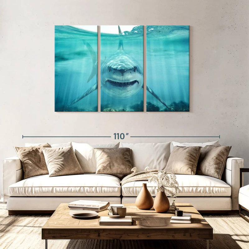 Predatory White Shark, 48" H x 74" W