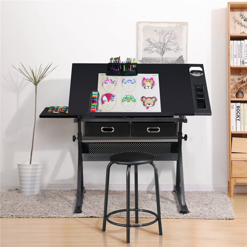 Rectangle Height Adjustable 158.5cm L Training Table, Black