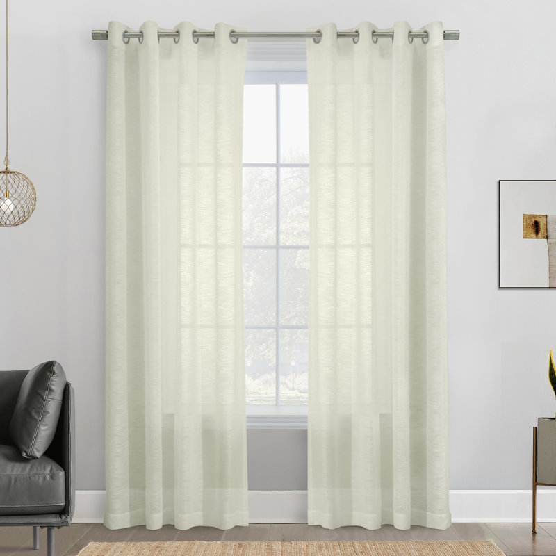 Bishesh Sheer Curtain Single Panel, 52" W x 63" L, Off-White