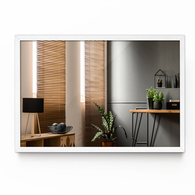 Gullu Glass Flat Wall Mirror, White, 69.5 H x 48.5 W