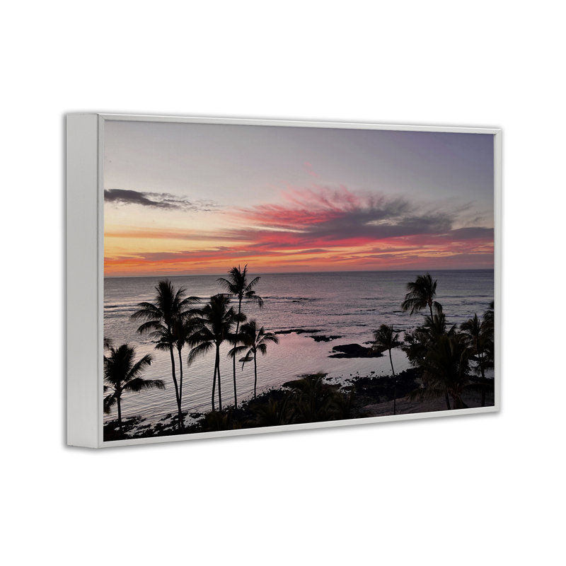 Fierce Sunset View Grey Framed Giclee Art by Kathy Mansfield, Coastal White Framed Giclee, 16" H x 24" W
