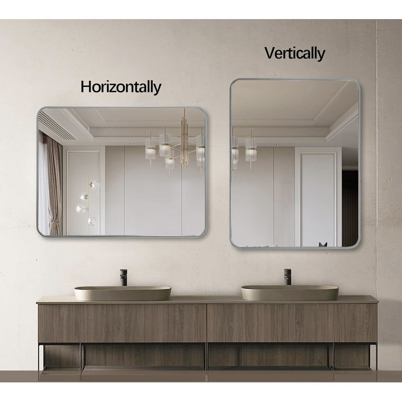 Miroir de salle de bain 22 ", Argent argent, H 33 po x l 22 po