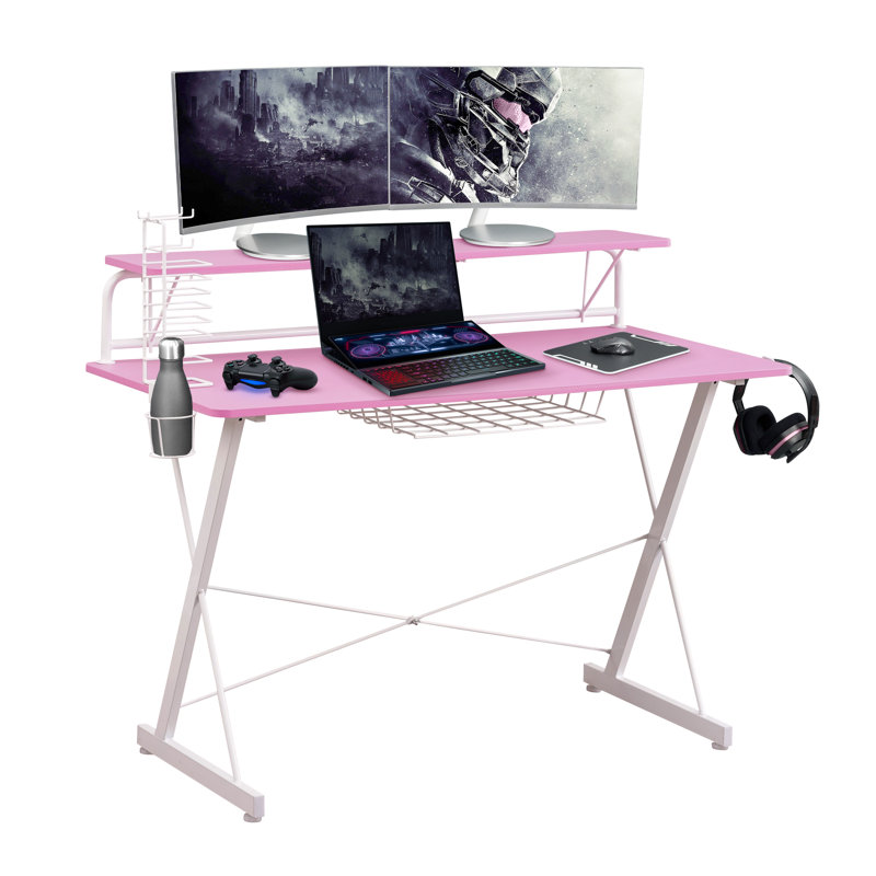 Bureau d'ordinateur avec tablette en carbone Techni Sport TS-200, rose