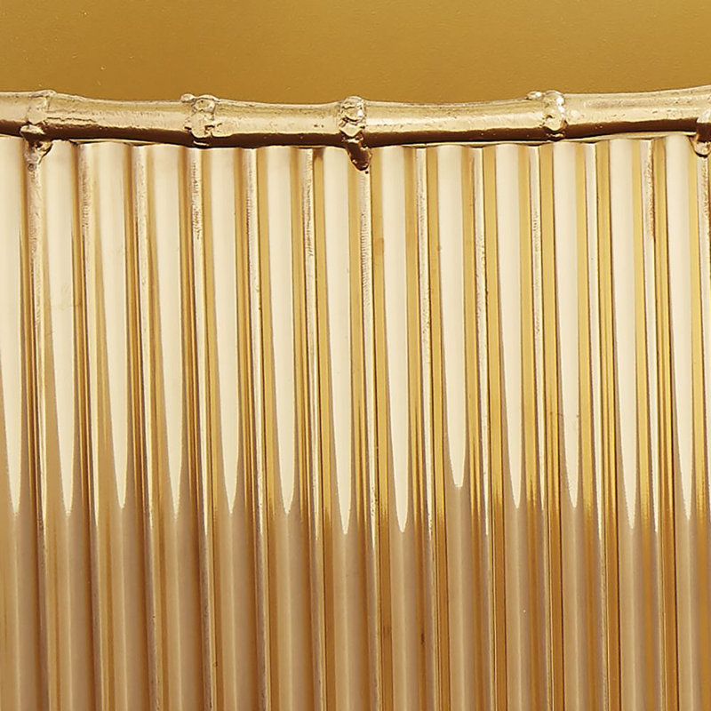 Corrugated Bamboo Cachepot, 7.5" H x 8.5" W x 8.5" D, Brass