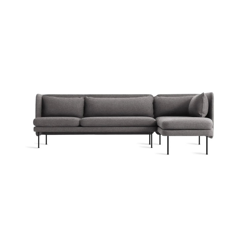 Bloke Upholstered L-Shaped Sectional, Right Hand Facing, Gabro Gray Wool Blend