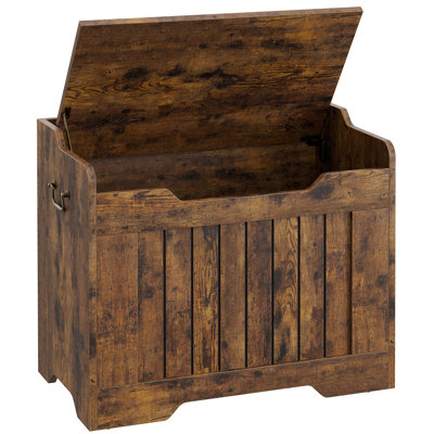 24.8" Storage Chest, Retro Wooden Storage Bench with Safety Hinge | Blanket Storage Trunk for Entryway, Living Room