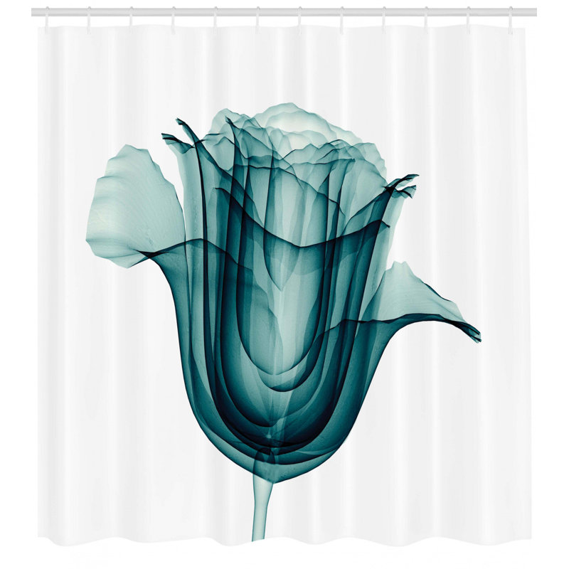 Ensemble de rideau de douche et crochets Flower, H 69 po x l 105 po