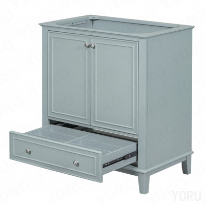 Meuble-lavabo 30 po sans lavabo, base seulement, armoire de salle de bain multifonctionnelle avec portes et tiroir, cadre solide et panneau en bois aggloméré, vert