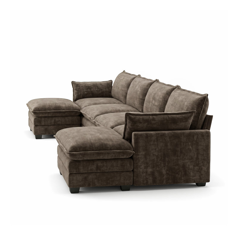 Canapé modulaire en forme de U 116,5 po, canapé modulaire confortable avec repose-pieds mobile pour le salon, 116.5" W, Taupe