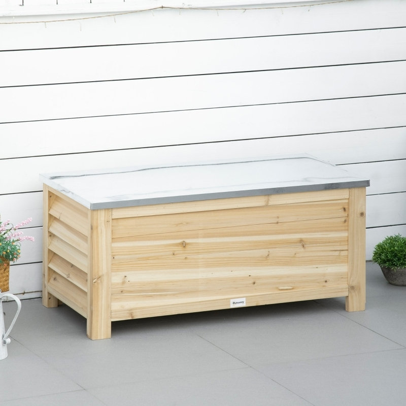 CLIY 110cm W Steel Deck Box in Tan
