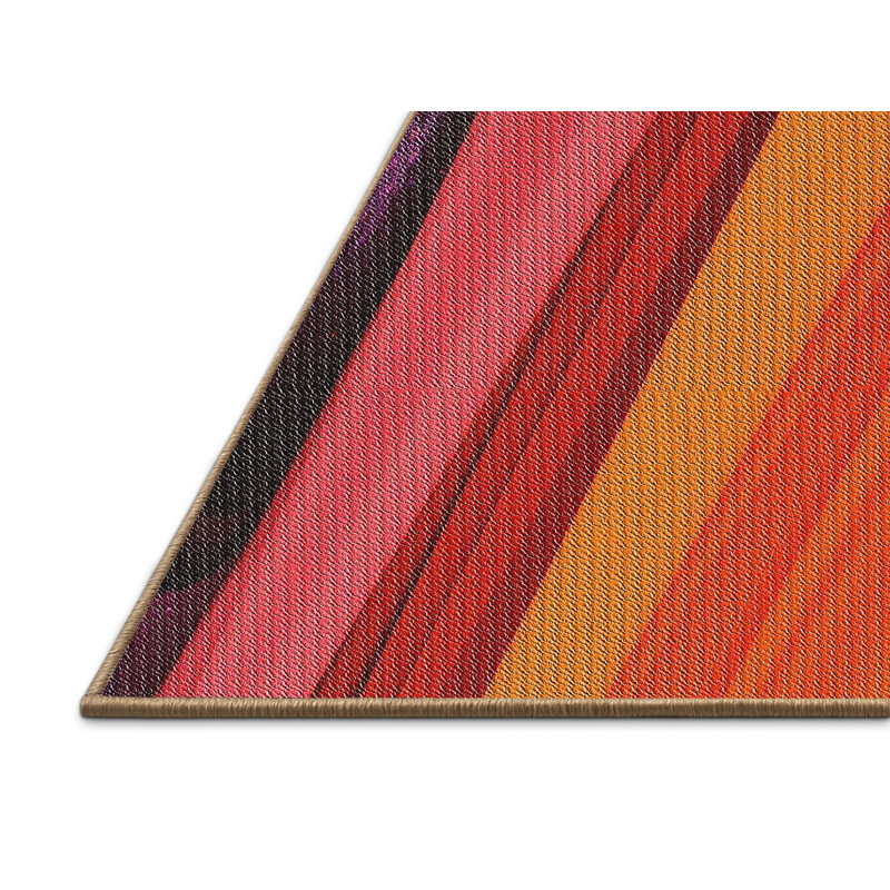 Tapis orange à motif/rouge/vert, Rectangle 2 pi x 4 pi
