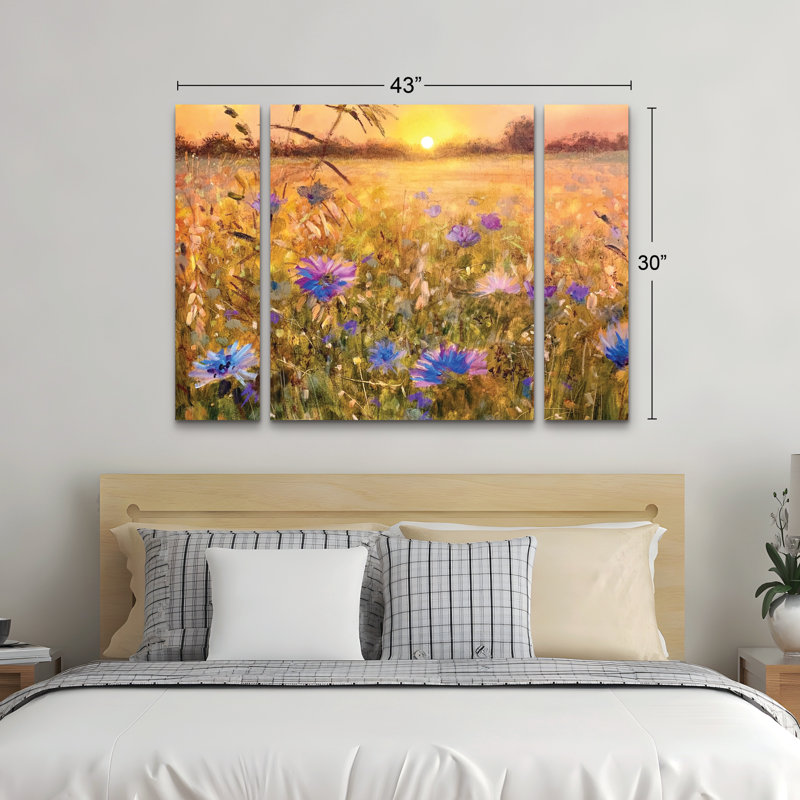 Ensemble de 3 panneaux muraux - Jennifer Taylor Art «Golden Hour», art mural sur toile pour le salon, la chambre à coucher ou le bureau 