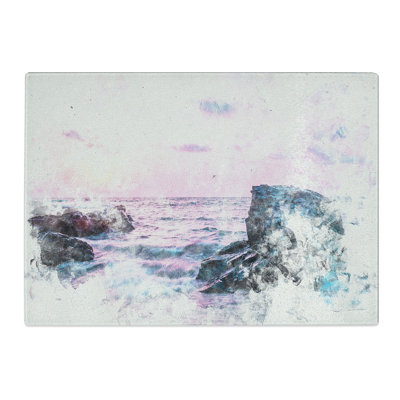 Tempered Glass View of the Sunset in India Watercolour Chopping Board