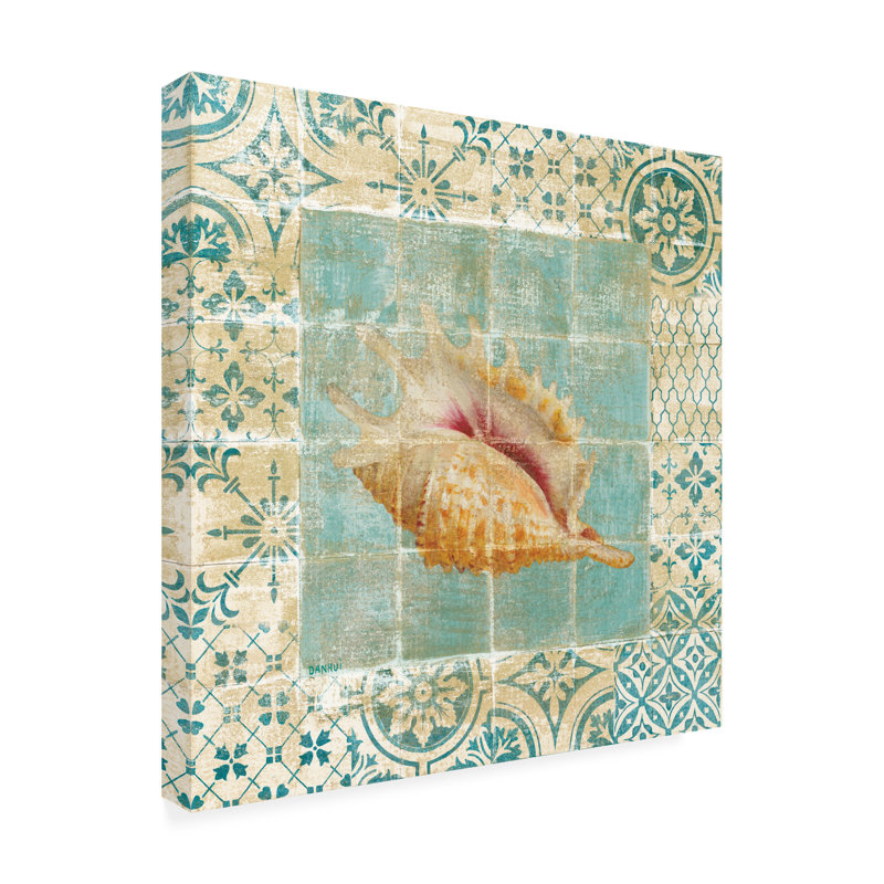 «Shell Danhui Nai Shell Tiles II», art sur toile bleu, H 14 po x l 14 po