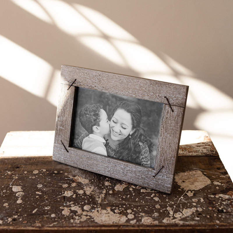 5x7 Distressed Weathered Wood Picture Frame with Nail Accents