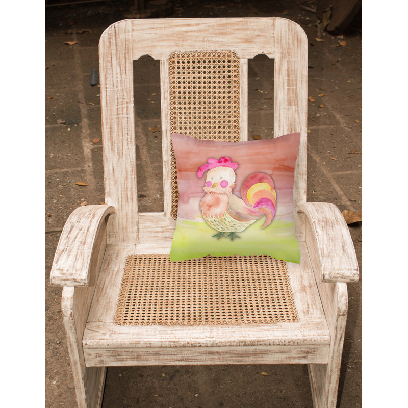 Coussin décoratif intérieur/extérieur aquarelle coq, 18 po x 18 po