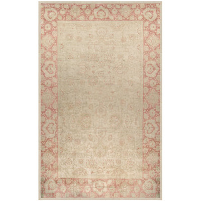 Subdued One-of-a-Kind Rectangle 13'6" X 21'9" 1960s Wool Area Rug Ivory/beige/taupe