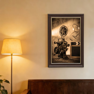 Art mural antique sur toile encadré doré pour le salon, la chambre à coucher, le bureau ou le vestibule - Décoration murale décorative avec cinéma rétro