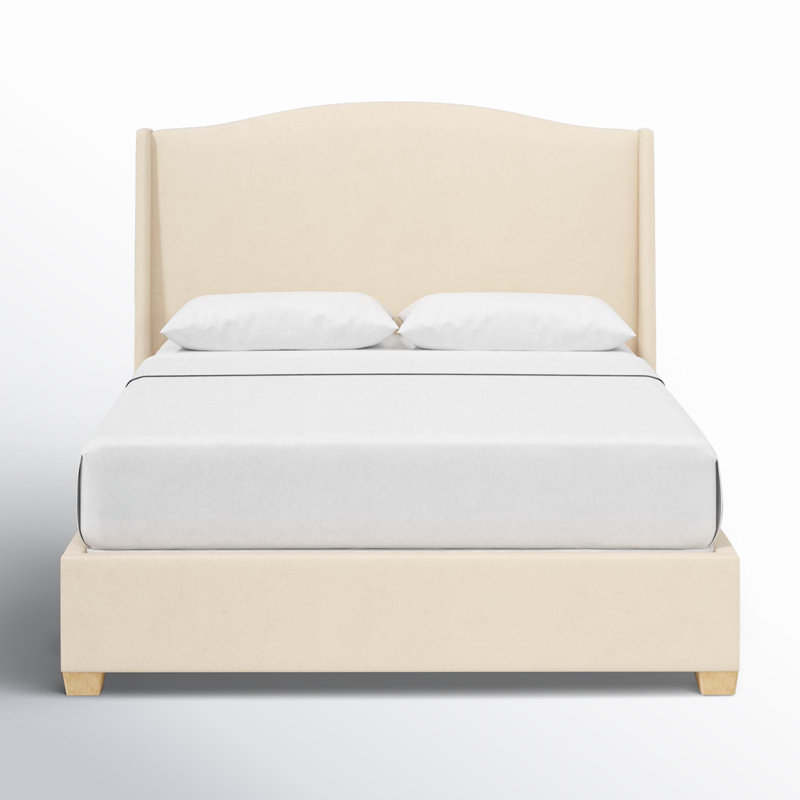 Allis Upholstered Wingback Bed, Queen, Classic Pearl Performance Velvet
