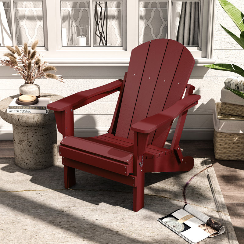 Chaise Adirondack pliante en plastique Hyginos, Rouge