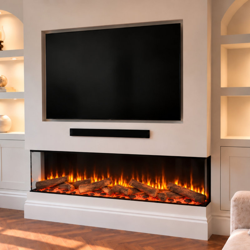Evolution Fires Advance Series 1500mm Electric Fireplace | Built-In Wall Fire with LED Flames | App & Alexa Control | 1kW/2kW Heat Output | TV Media Wall Ready