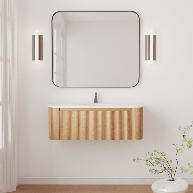 Meuble-lavabo mural 42 po avec lavabo en céramique Cararra