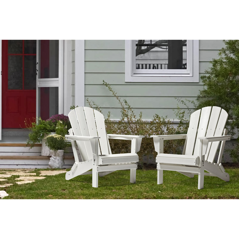 Bethune Foldable Outdoor Adirondack Chair, White