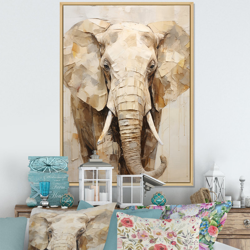 Gentle Elephant Giants I sur impression sur toile, Cadre naturel flottant, 20" H x 12" W