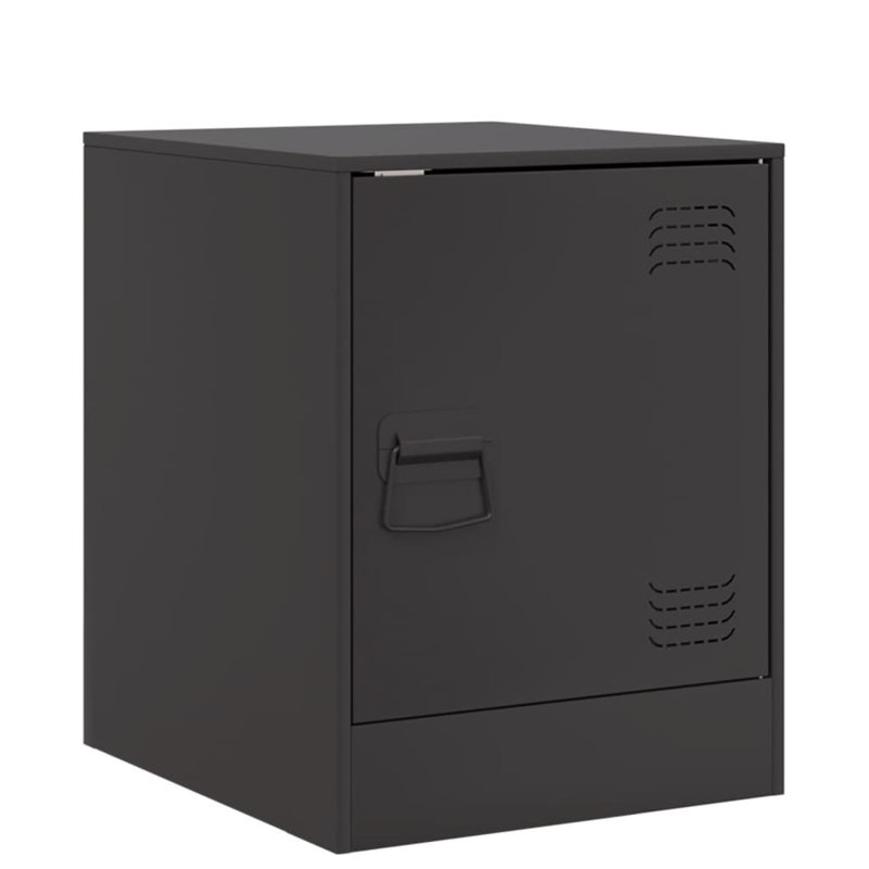 66 34.5cm W Steel Bedside Table, Black, Set of 2