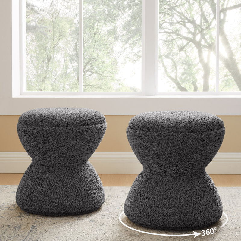 Kadenn Upholstered Swivel Ottoman, Gray