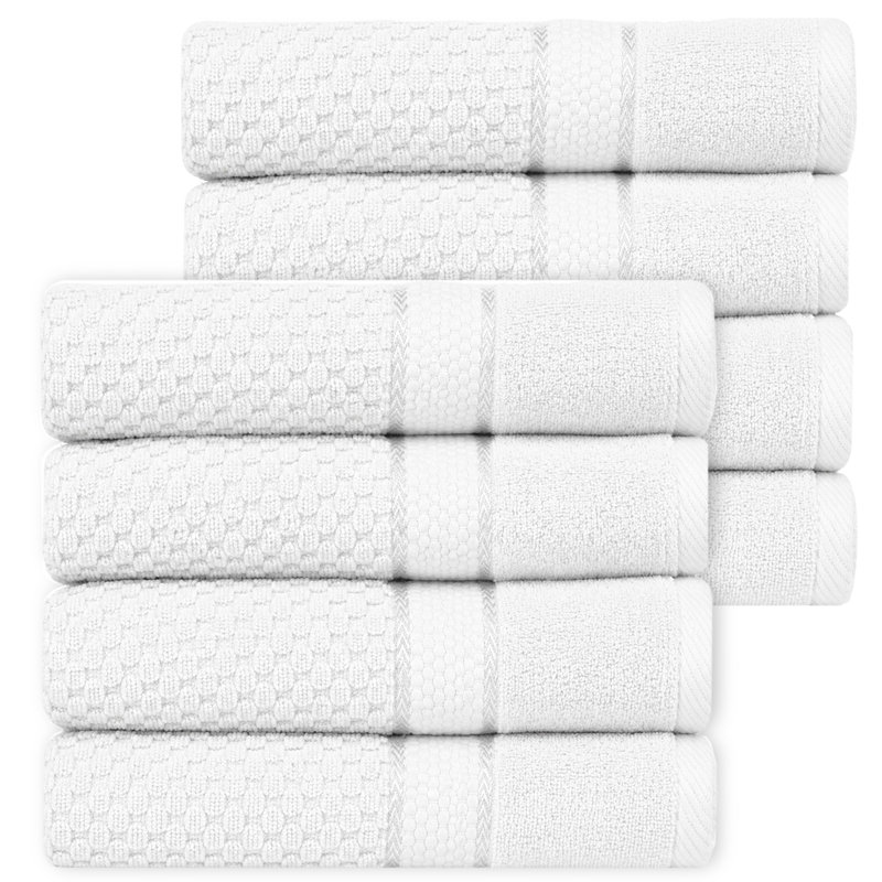 Essuie-mains texturés 100% coton Mulaayam, Blanc, Essuie-mains - paquet de 10