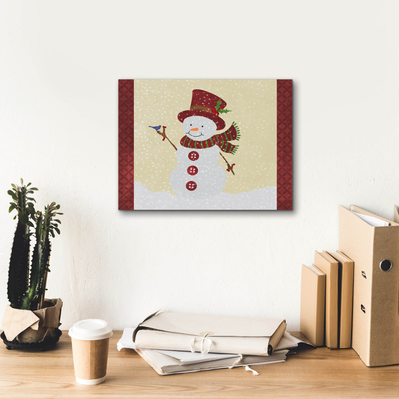  «Snowman 2» par Erin Clark, art mural sur toile, 16 po x 12 po, H 12 po x l 16 po x P 0,75 po