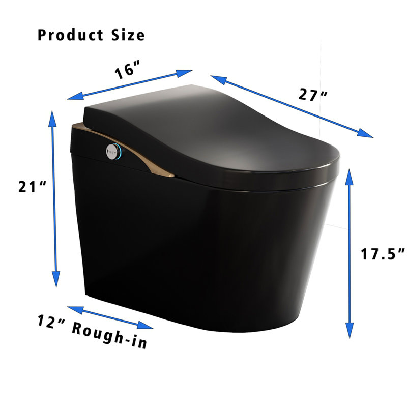 Tankless Modern Smart Toilet With Bidet, Auto Flush, Auto Open/Close,Heated Seat, Warm Water and Dry, Foam Shield Function White, Matte Black
