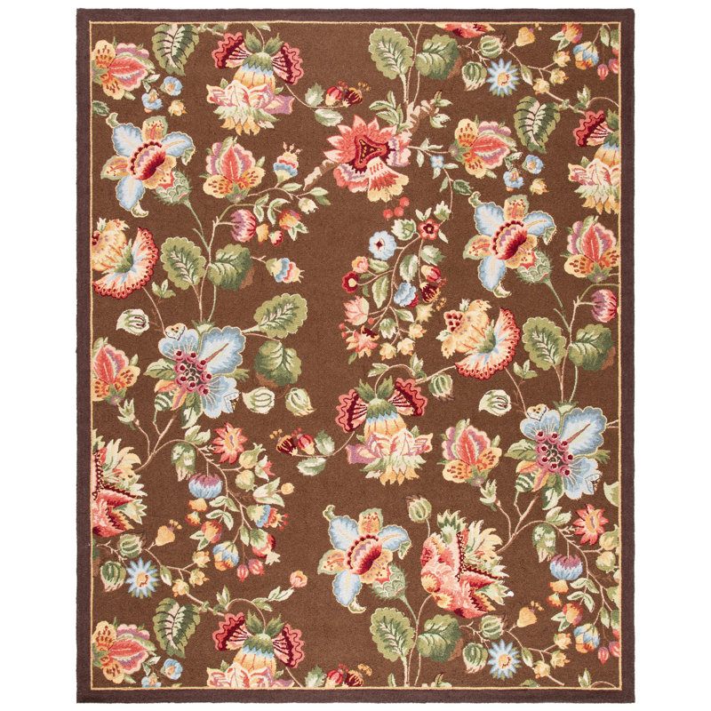 Tapis brun en laine touffeté à la main Hollander, Rectangle 8 pi x 10 pi