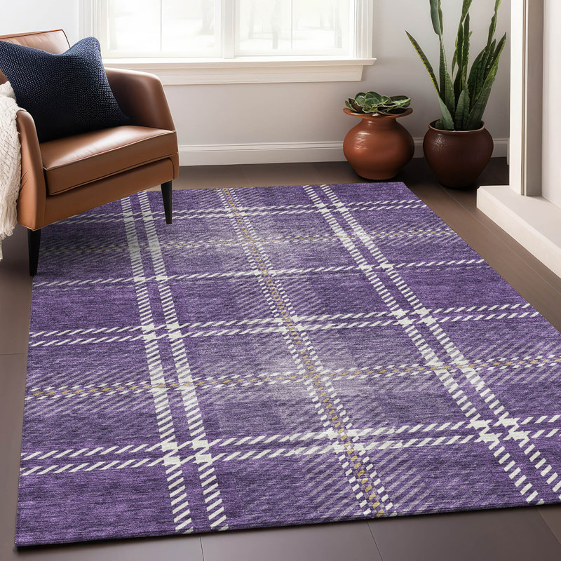 Premium Machine Washable Prisco Purple Rug, Rectangle 9' x 12'