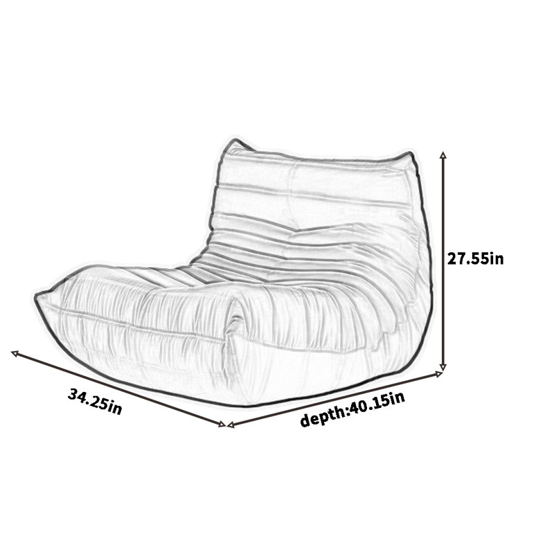 Retro casual caterpillar bean bag sofa, Black Faux Leather