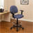 Jea Drafting Stool Chair, Adjustable Arms, Blue Tweed, Round Footring-118318900