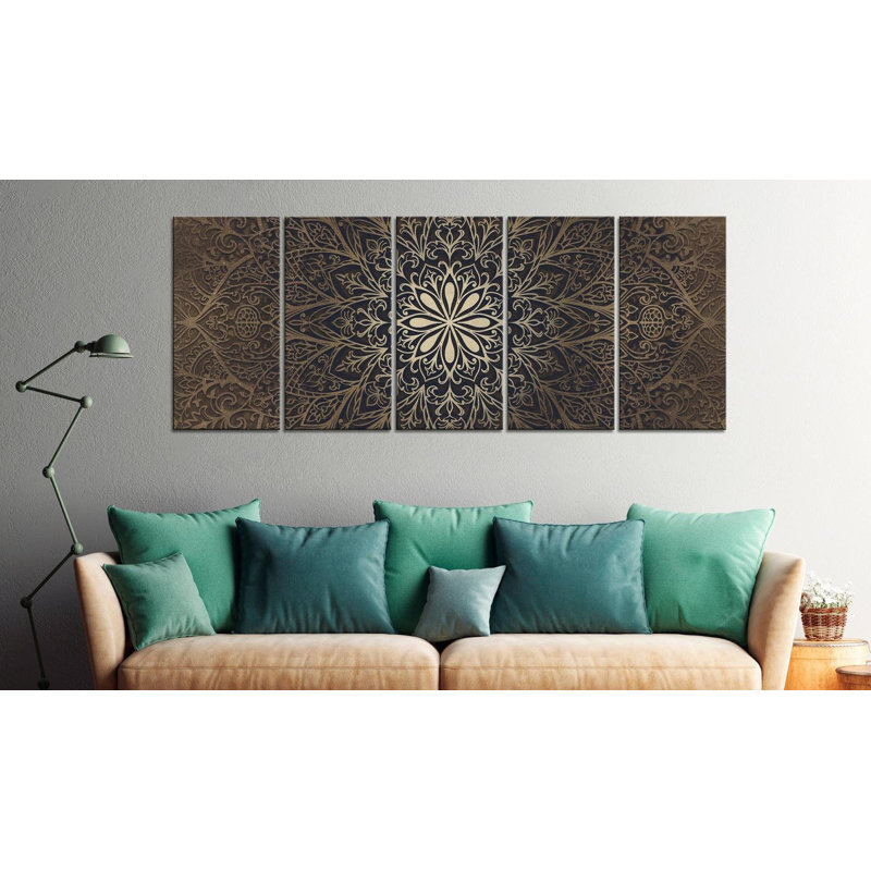 Ensemble de 5 impressions sur toile tendue, Brun