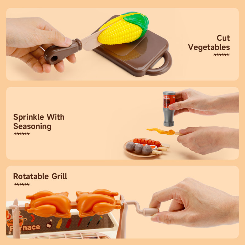 Pretend Kitchen Cooking Set, Grill Hot Pot Play Preschool Kitchen Set
