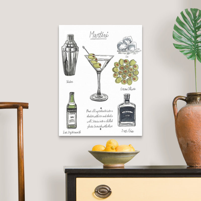 «Classic Cocktail - Martini» par Naomi McCavitt, impression sur toile, Toile tendue, H 24 po x l 18 po x 1,25 po