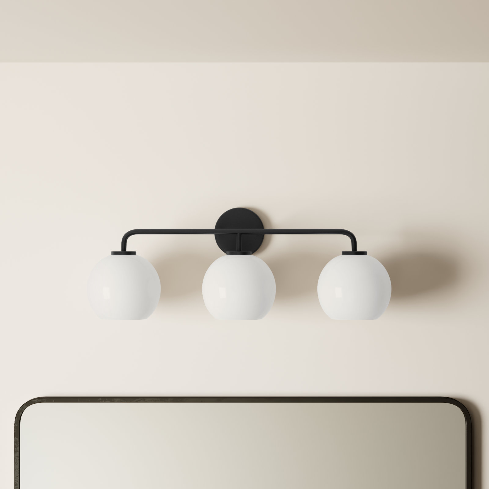 Childerley 3-Light Dimmable Vanity Light, Midnight Black, White