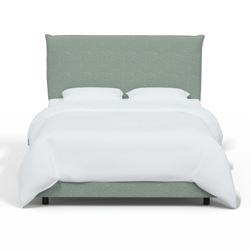 Bessinger Upholstered Bed, Textured Seafoam Linen, Queen