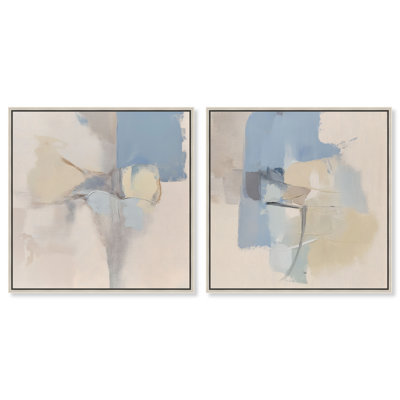 «Clouded Calm Duo», reproduction d'art sur toile encadrée par Art Remedy, cadre argenté, 16 x 16