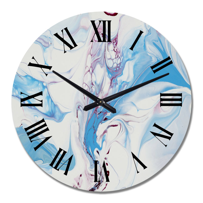 Blue And Pink Liquid Art II - Modern Wall Clock, Medium