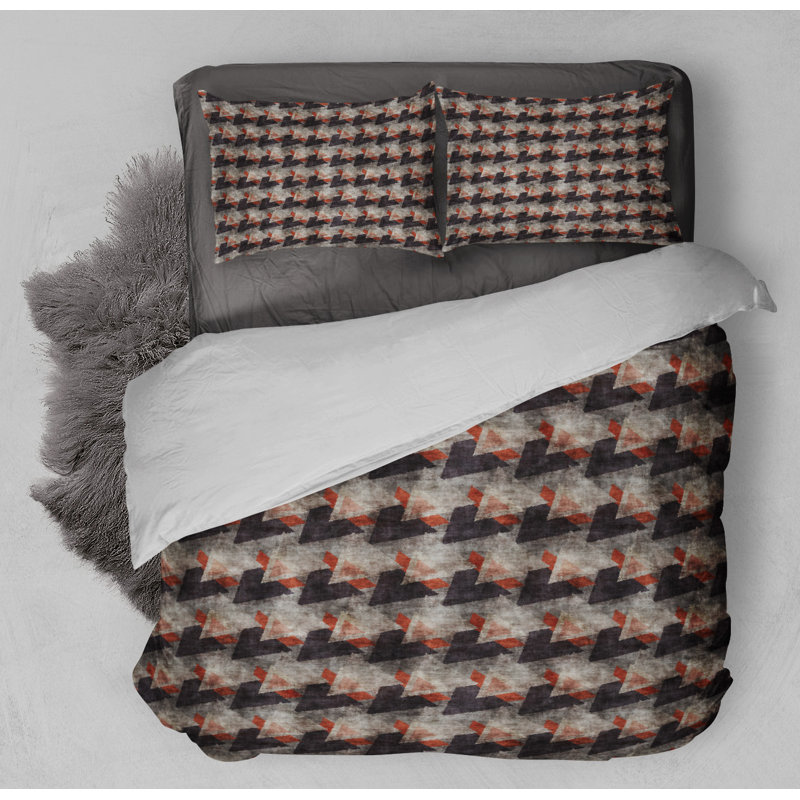 Polyester Twill Geometric Shapes Duvet Cover, King Duvet Cover + 2 King Pillowcases