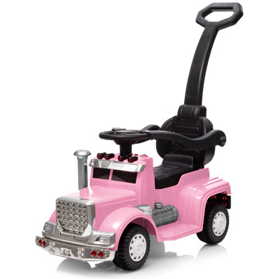 Outfunny 3‑in‑1 Toddler Ride‑On Push Car with Removable Handle & Safety Guardrails for Ages 1‑3,Pink
