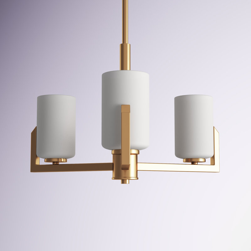 Endsley 3 - Light Dimmable Geometric Chandelier, Satin Brass